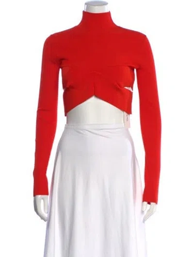Pre-owned Dion Lee Turtleneck Long Sleeve Crop Top W/ Tags In Red