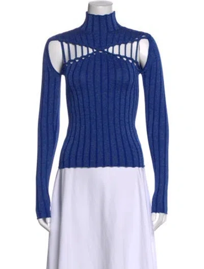 Pre-owned Dion Lee Turtleneck Long Sleeve Top In Blue