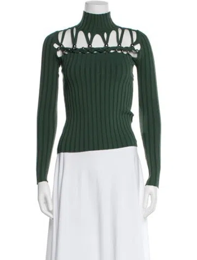 Pre-owned Dion Lee Turtleneck Long Sleeve Top In Green