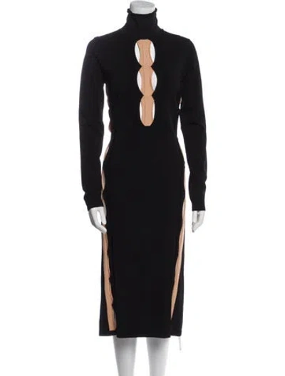 Pre-owned Dion Lee Turtleneck Midi Length Dress In Black