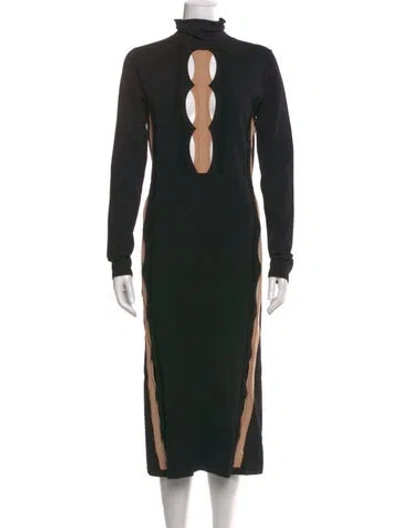 Pre-owned Dion Lee Turtleneck Midi Length Dress In Black