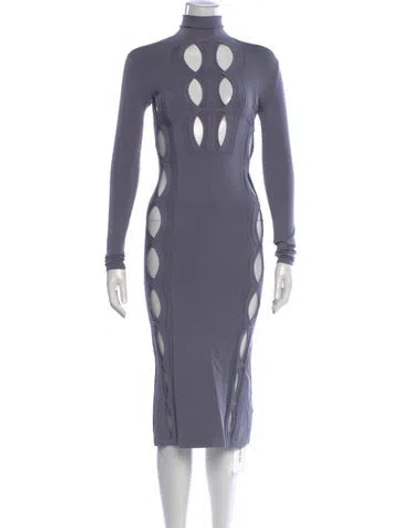 Pre-owned Dion Lee Turtleneck Midi Length Dress In Blue