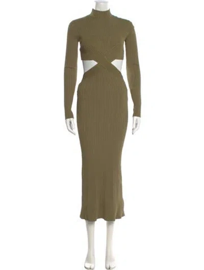 Pre-owned Dion Lee Turtleneck Midi Length Dress In Green