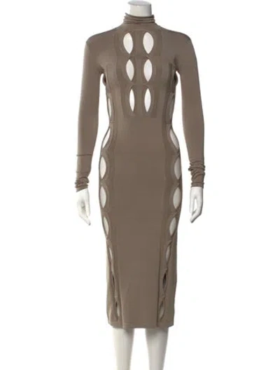 Pre-owned Dion Lee Turtleneck Midi Length Dress W/ Tags In Neutrals