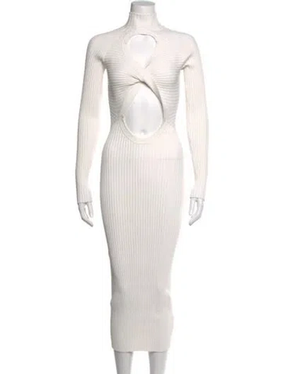 Pre-owned Dion Lee Turtleneck Midi Length Dress In White