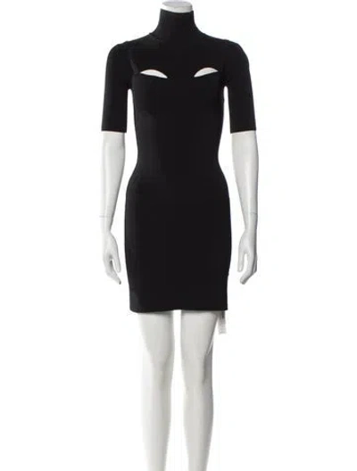 Pre-owned Dion Lee Turtleneck Mini Dress In Black