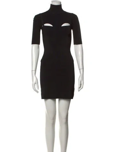 Pre-owned Dion Lee Turtleneck Mini Dress In Black