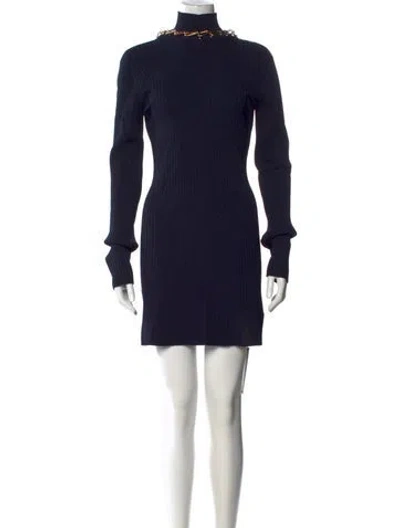 Pre-owned Dion Lee Turtleneck Mini Dress In Blue