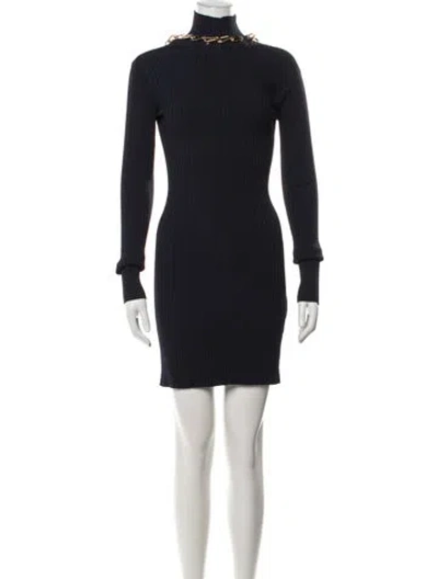 Pre-owned Dion Lee Turtleneck Mini Dress In Blue