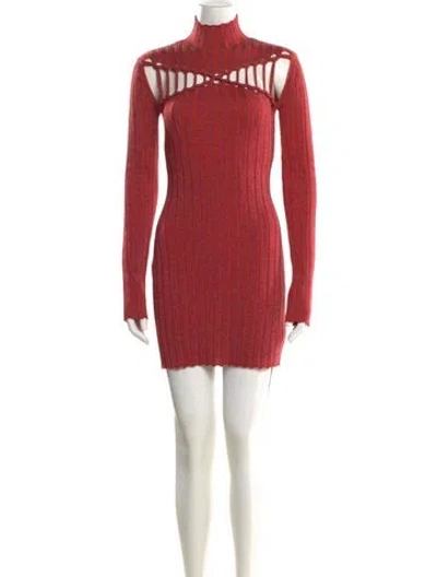Pre-owned Dion Lee Turtleneck Mini Dress In Orange