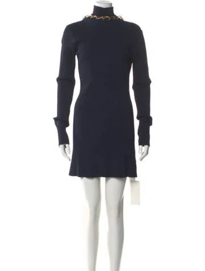 Pre-owned Dion Lee Turtleneck Mini Dress W/ Tags In Blue