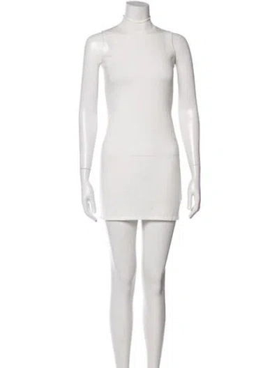 Pre-owned Dion Lee Turtleneck Mini Dress In White