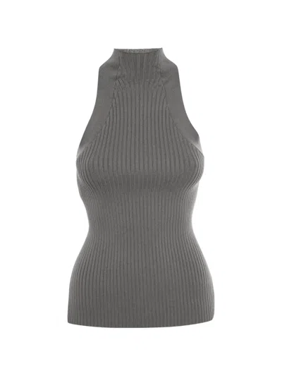 Pre-owned Dion Lee Twist-detail Knit Tank Top In Gray
