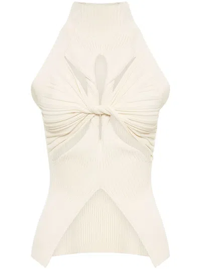 Dion Lee Ribbed-knit Cutout Top In Neutrals