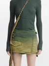 DION LEE UTILITY WRAP DENIM SKIRT IN SUNFADE/MILITARY GREEN