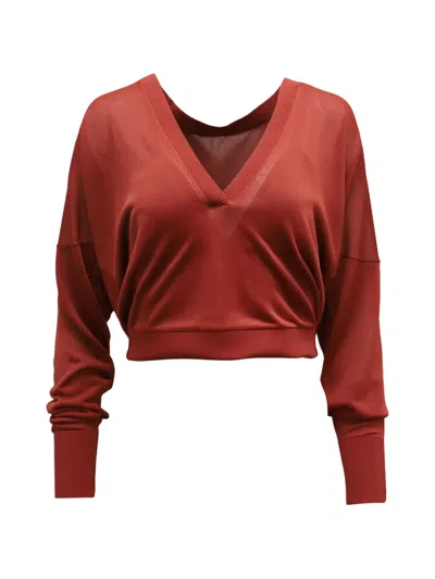 Pre-owned Dion Lee V-neck Long-sleeve Top In Red