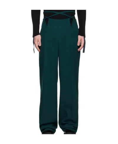Dion Lee V-wire Cross-strap Casual Pants In Green