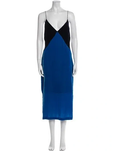 Pre-owned Dion Lee Velvet Long Dress In Blue