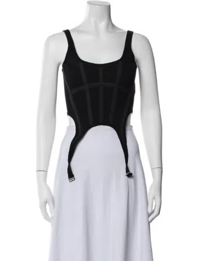 Pre-owned Dion Lee Velvet Scoop Neck Crop Top In Blue