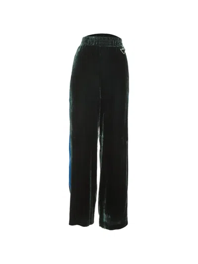 Pre-owned Dion Lee Velvet Side-stripe Trousers In Green