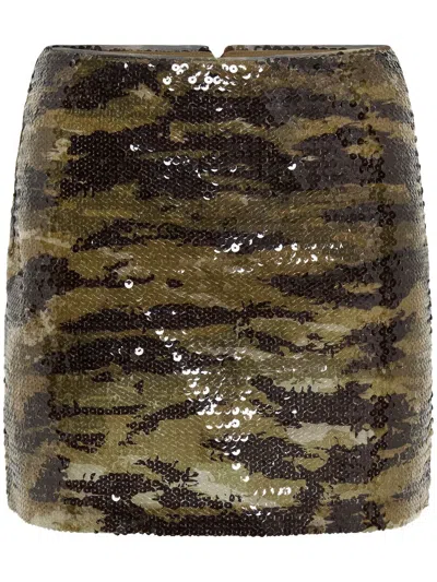 Dion Lee Vertical Horizon Sequin Mini Skirt In Brown