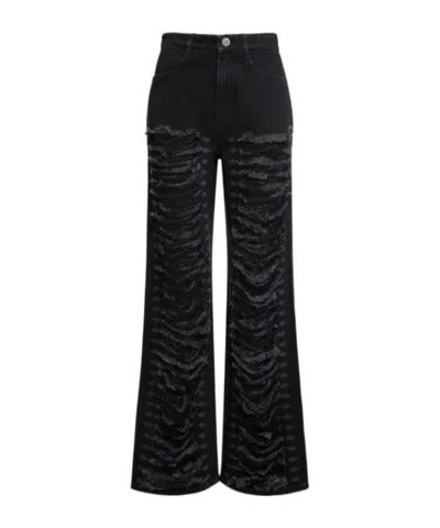 Dion Lee Vintage-style Distressed Denim Trousers In Black