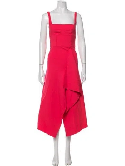 Pre-owned Dion Lee Virgin Wool Midi Length Dress In Pink
