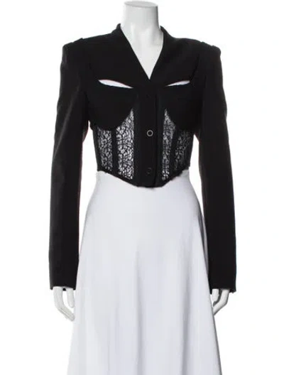 Pre-owned Dion Lee Virgin Wool Printed Evening Jacket In Black