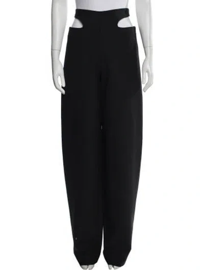 Pre-owned Dion Lee Virgin Wool Wide Leg Pants In Black