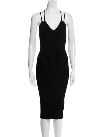 Pre-owned Dion Lee V-neck Knee-length Dress In Black