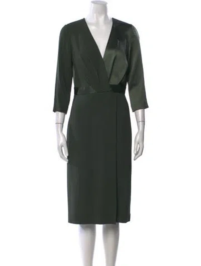 Pre-owned Dion Lee V-neck Knee-length Dress In Green