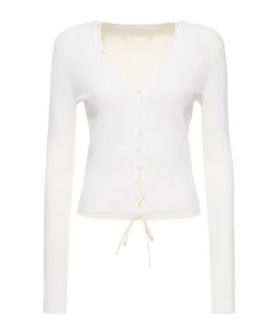 Dion Lee V-neck Knitted Sweater With Tie In White