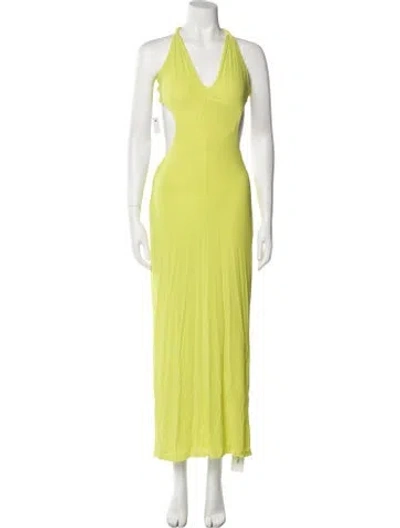 Pre-owned Dion Lee V-neck Long Dress In Green