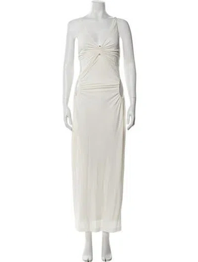 Pre-owned Dion Lee V-neck Long Dress In Neutral
