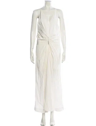 Pre-owned Dion Lee V-neck Long Dress In Neutral