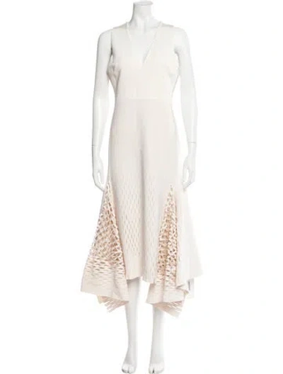 Pre-owned Dion Lee V-neck Long Dress In Neutral