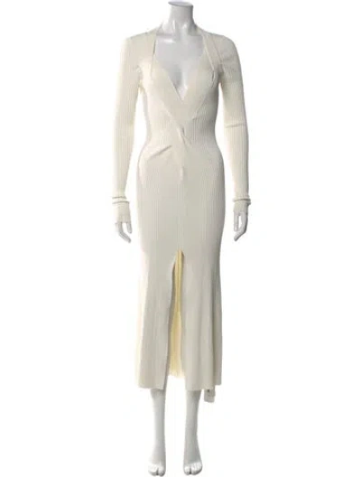Pre-owned Dion Lee V-neck Long Dress In Neutral