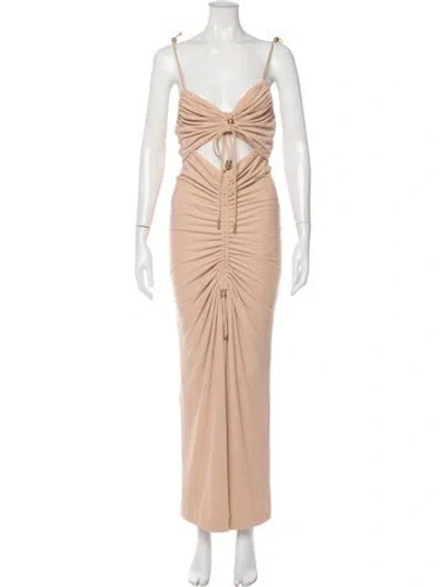 Pre-owned Dion Lee V-neck Long Dress In Neutral