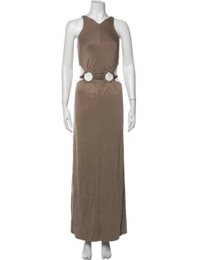 Pre-owned Dion Lee V-neck Long Dress In Neutrals