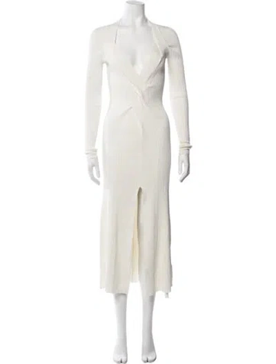 Pre-owned Dion Lee V-neck Long Dress In Neutrals