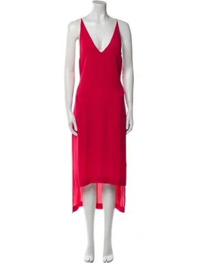 Pre-owned Dion Lee V-neck Long Dress In Red