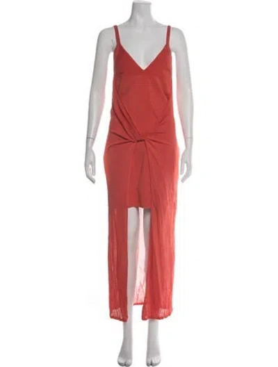 Pre-owned Dion Lee V-neck Long Dress In Red