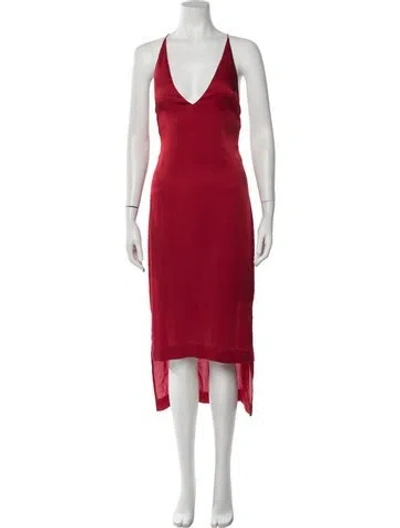 Pre-owned Dion Lee V-neck Long Dress In Red