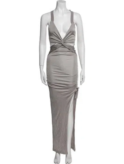 Pre-owned Dion Lee V-neck Long Dress W/ Tags In Gray