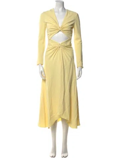 Pre-owned Dion Lee V-neck Long Dress In Yellow