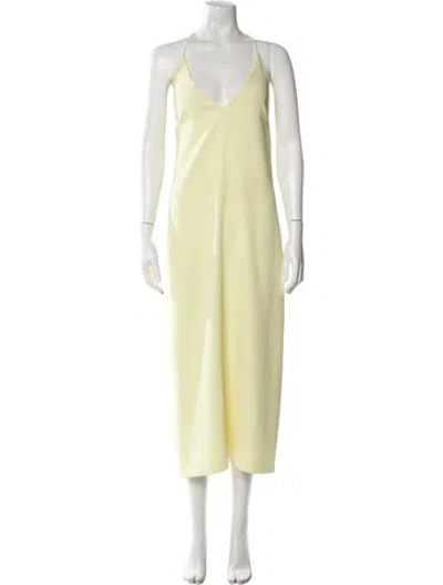 Pre-owned Dion Lee V-neck Long Dress In Yellow