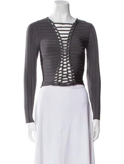 Pre-owned Dion Lee V-neck Long Sleeve Crop Top In Black