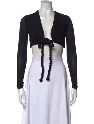 Pre-owned Dion Lee V-neck Long Sleeve Crop Top In Black
