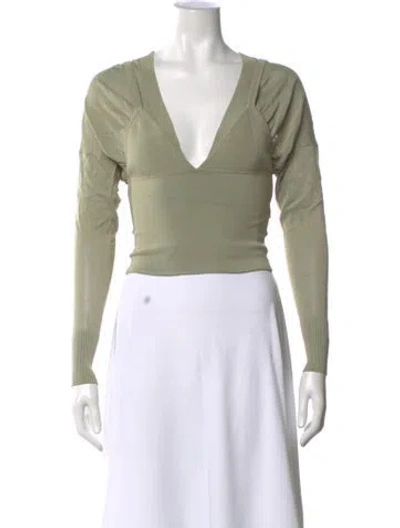Pre-owned Dion Lee V-neck Long Sleeve Crop Top In Neutrals