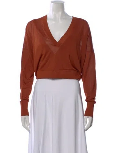 Pre-owned Dion Lee V-neck Long Sleeve Top In Orange